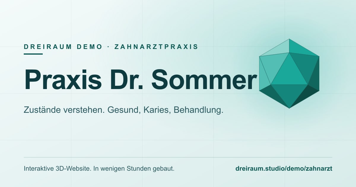 Interaktive 3D Website fuer eine Zahnarztpraxis von DREIRAUM Studio